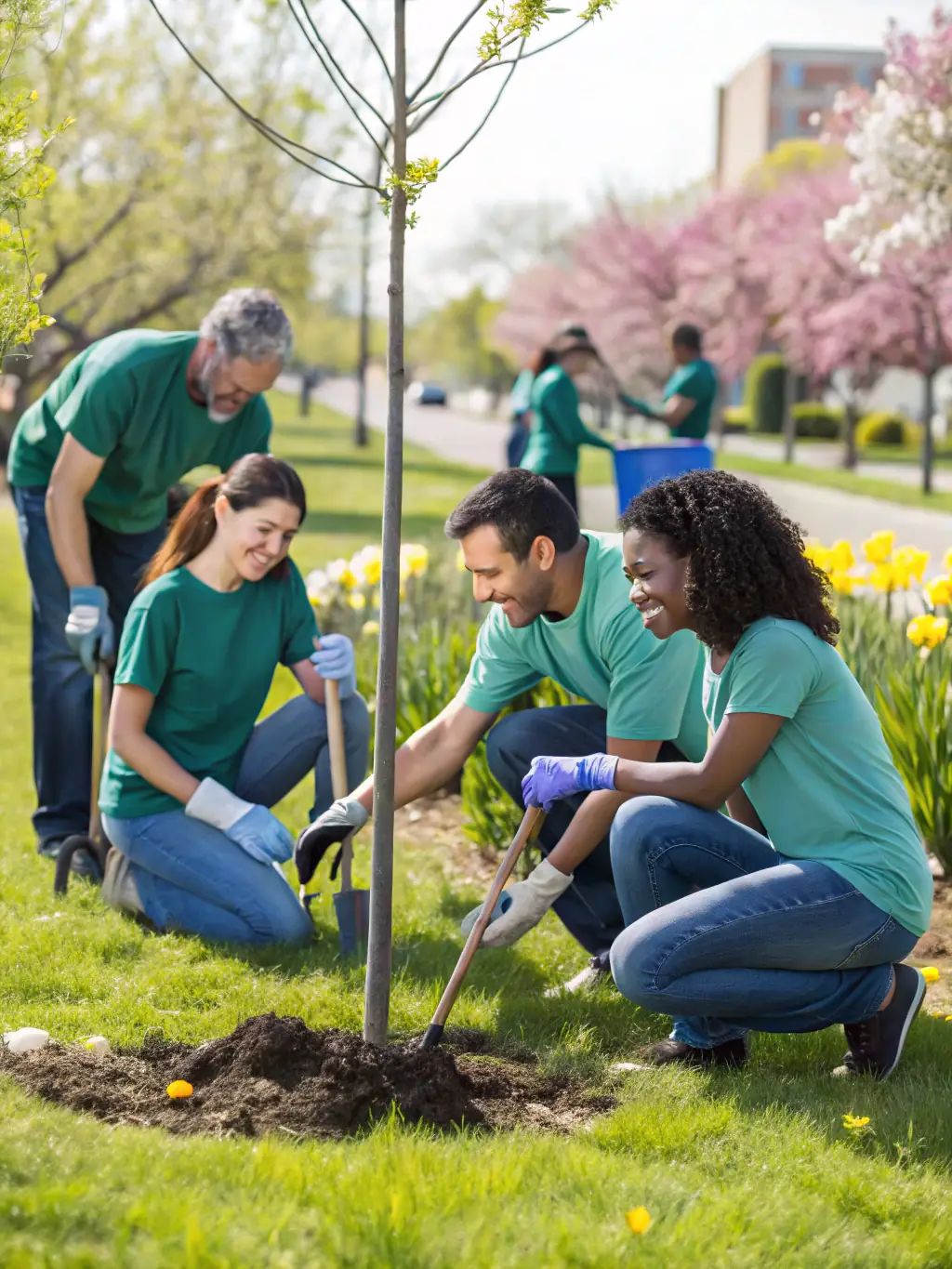A photo of volunteers from Formapro & Events working together on a community project, demonstrating their commitment to making a positive impact.